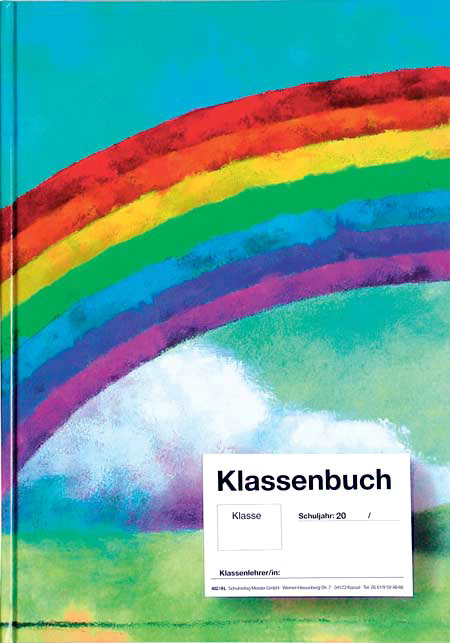Klassenbuch Form.-Nr. 402/1LE mit Ergebnisliste, Festeinband Blau und Motiv Regenbogen