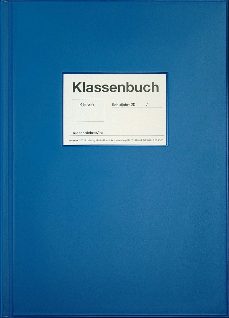 Klassenbuch Förderschule, blau, Form.-Nr. 270FÖ mit vorgedruckten Fächern für die Föderschule